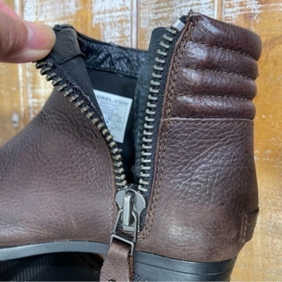 SOREL Danica Womens Waterproof Side Zip Leather Ankle Chocolate Boot Size 7.5 - Picture 11 of 14